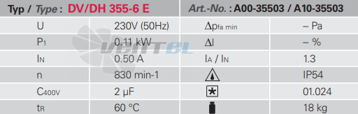 Rosenberg DV 355-6 E - описание, технические характеристики, графики